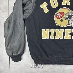 Vtg chalk line san francisco 49ers varsity jacket mens L black 1990 Super Bowl