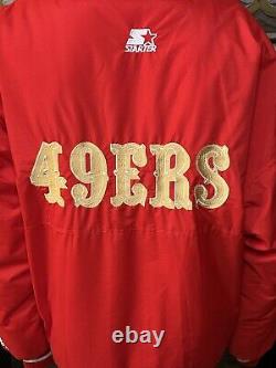 X-Large Retro 1980-90s NFL San Francisco 49ers Hooded Red Starter Zip Jacket