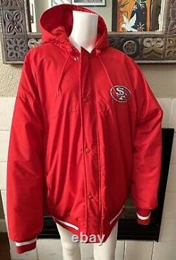 X-Large Retro 1980-90s NFL San Francisco 49ers Hooded Red Starter Zip Jacket