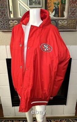 X-Large Retro 1980-90s NFL San Francisco 49ers Hooded Red Starter Zip Jacket