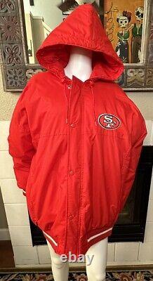 X-Large Retro 1980-90s NFL San Francisco 49ers Hooded Red Starter Zip Jacket